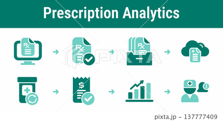 Prescription analytics and archive management icons 137777409