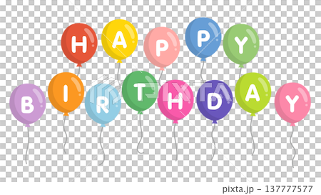 色彩鮮豔的氣球，上面寫著“生日快樂” 137777577
