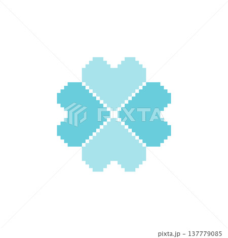 水色の四葉のクローバーのドット絵 137779085