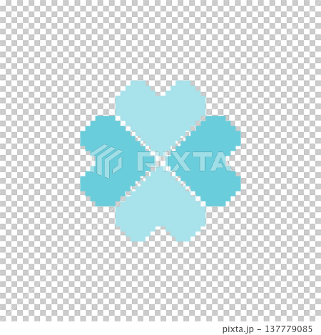 水色の四葉のクローバーのドット絵 137779085