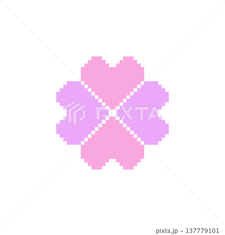 ピンクの四葉のクローバーのドット絵 ピンクの四葉のクローバーのドット絵 137779101