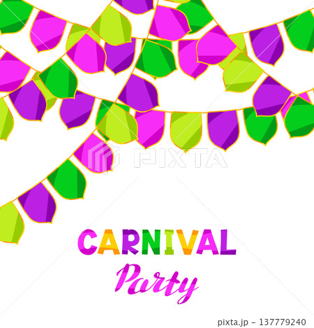 Mardi Gras party background with flags. Carnival illustration for traditional holiday or festival. 137779240