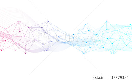 Abstract vector network connection background. Digital technology dots and lines connection concept for science, data, ai, futuristic background. Molecular plexus design. 137779384