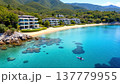 Scenic Coastal View with Luxury Villas and Clear Blue Water 137779955