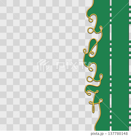2027 One continuous line lettering Vertical New Year Greetings Template Copy space Paper Cut design. Isolated Vector illustration New Year Thematic Cards Promo banners template, leaflets or media post 137780148