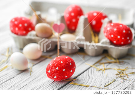 Red Easter eggs Red Easter eggs 137780292