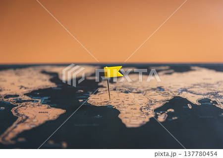 Small flag on the map, travel concept. Small flag on the map, travel concept. 137780454