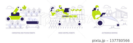 Agricultural robots isolated cartoon vector illustrations se 137780566