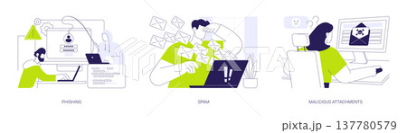 Computer network attack isolated cartoon vector illustrations se 137780579