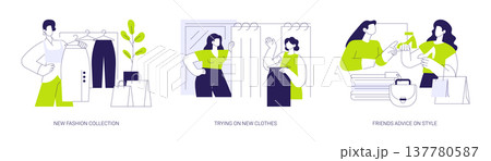 In a clothing store isolated cartoon vector illustrations se In a clothing store isolated cartoon vector illustrations se 137780587