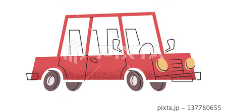 Parked red car side view 137780655