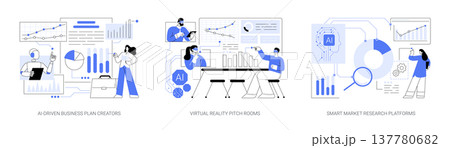 AI and VR for Startups abstract concept vector illustrations. 137780682