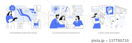 AI for Environment and Productivity abstract concept vector illustrations. 137780710
