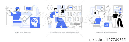 AI Elevating Sports, Reading, and Culture abstract concept vector illustrations. AI Elevating Sports, Reading, and Culture abstract concept vector illustrations. 137780735