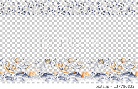 Horizontal frame template with space animals and cosmic elements. Watercolor hand painted illustration with rockets, planets, stars. Perfect for invitations, birthday cards, children holiday designs. Horizontal frame template with space animals and cosmic elements. Watercolor hand painted illustration with rockets, planets, stars. Perfect for invitations, birthday cards, children holiday designs. 137780832