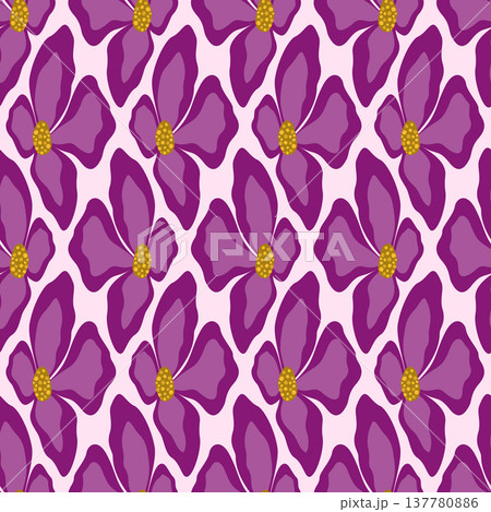 Abstract clematis flowers design element. Fuchsia flower element on pink background. Floral geometry seamless. Fantasy grid ornament Abstract clematis flowers design element. Fuchsia flower element on pink background. Floral geometry seamless. Fantasy grid ornament 137780886