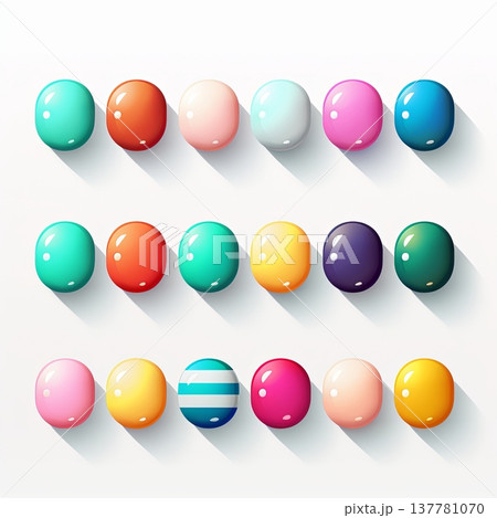 Colorful Candy Buttons A Sweet Array of Treats on White Background. Perfect for Designs 137781070