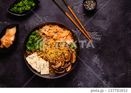 Korean style instant noodle, Shin Ramyeon. Korean style instant noodle, Shin Ramyeon. 137781652