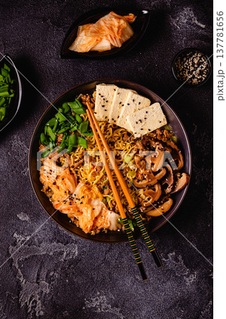 Korean style instant noodle, Shin Ramyeon. Korean style instant noodle, Shin Ramyeon. 137781656