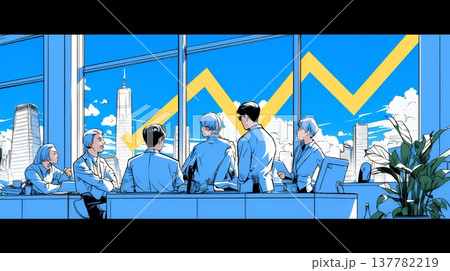 上昇グラフで会社の成長を表すビジネスチーム｜企業発展と成功のビジネスコンセプト