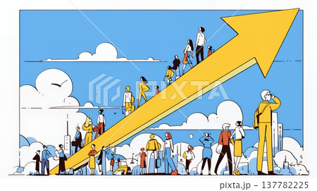 上昇グラフで会社の成長を表すビジネスチーム｜企業発展と成功のビジネスコンセプト