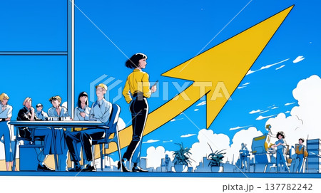 上昇グラフで会社の成長を表すビジネスチーム｜企業発展と成功のビジネスコンセプト