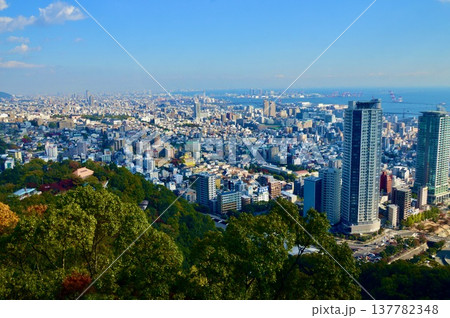 神戸布引ハーブ園から眺めた神戸の町並み（兵庫県神戸市中央区） 137782348