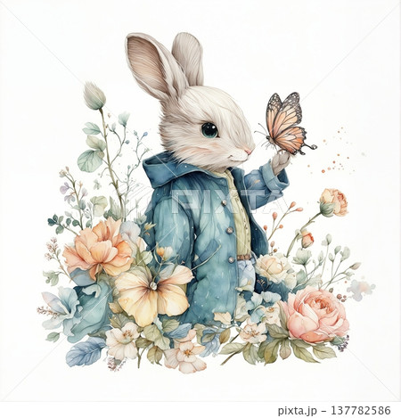 watercolor painting of leaf and flowers pattern watercolor painting of leaf and flowers pattern 137782586