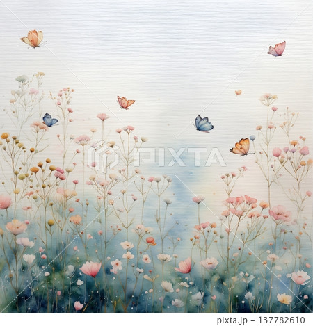 watercolor painting of leaf and flowers pattern watercolor painting of leaf and flowers pattern 137782610