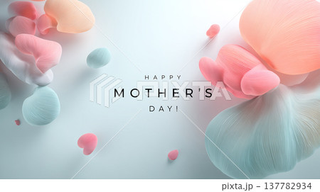 Colorful shapes and text celebrate Mother's Day in bright design on a white background 137782934