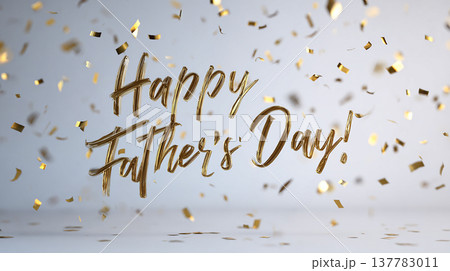 Happy Father's Day celebration with golden confetti and festive decoration in a bright setting 137783011