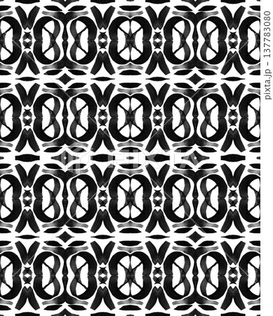 Black and White Abstract Brushstroke Seamless Pattern with Bold Symmetrical Ink Motifs Black and White Abstract Brushstroke Seamless Pattern with Bold Symmetrical Ink Motifs 137783080