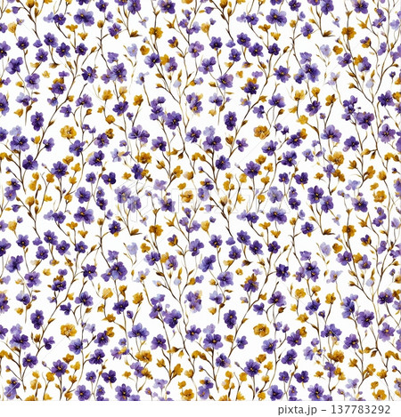 watercolor painting of leaf and flowers pattern watercolor painting of leaf and flowers pattern 137783292