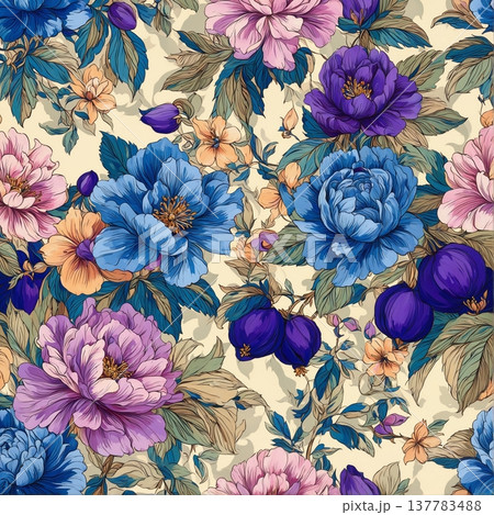 watercolor painting of leaf and flowers pattern watercolor painting of leaf and flowers pattern 137783488