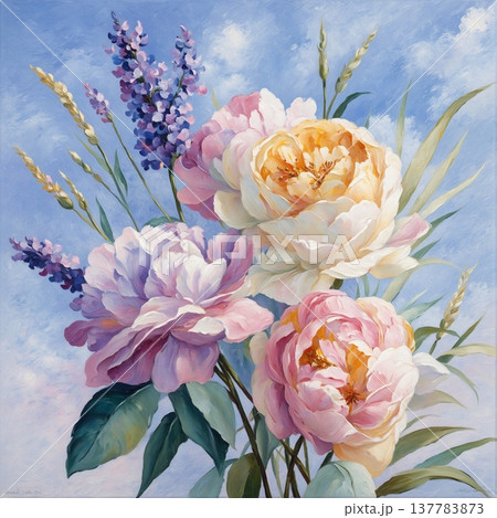 spring background with flowers of cherry blossoms 137783873