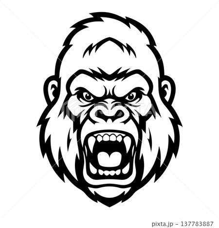 Outline Angry Gorilla Illustration Character Vector Logo Template 137783887