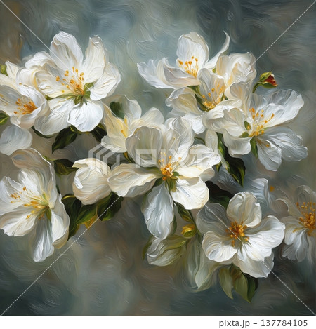 watercolor painting of leaf and flowers pattern 137784105