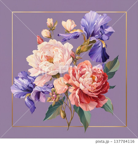 watercolor painting of leaf and flowers pattern watercolor painting of leaf and flowers pattern 137784116