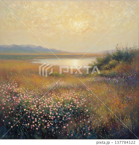 watercolor painting of leaf and flowers pattern watercolor painting of leaf and flowers pattern 137784122