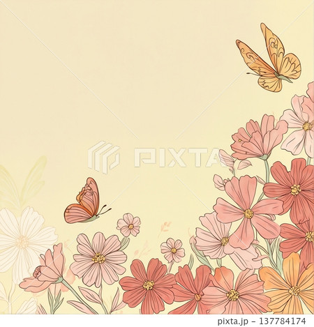 watercolor painting of leaf and flowers pattern 137784174