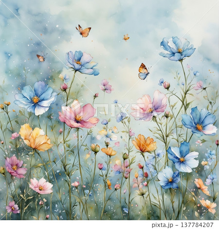 floral background with flowers 137784207