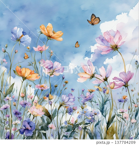 floral background with flowers 137784209