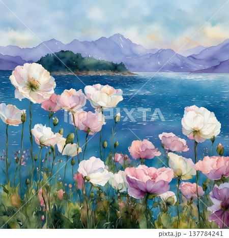 floral background with flowers 137784241