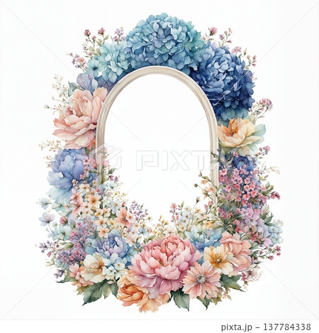 watercolor painting of leaf and flowers 137784338