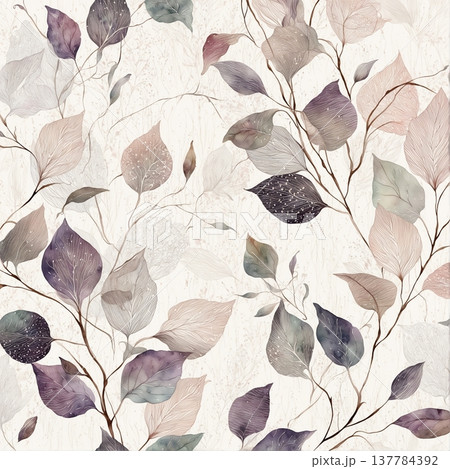 watercolor painting of leaf and flowers watercolor painting of leaf and flowers 137784392