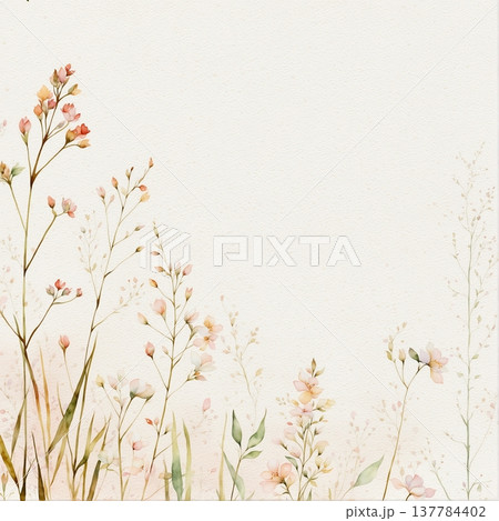 watercolor painting of leaf and flowers watercolor painting of leaf and flowers 137784402