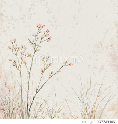 watercolor painting of leaf and flowers 137784403