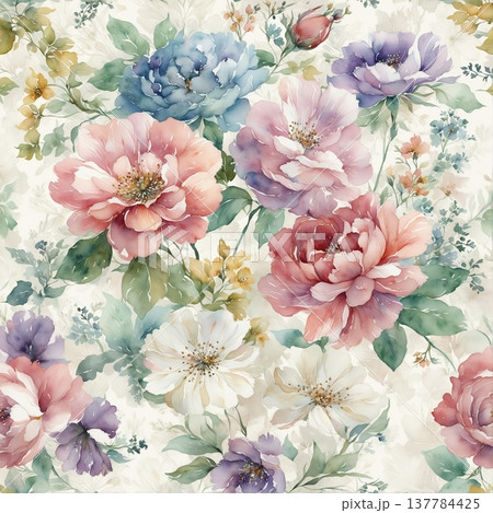 watercolor painting of leaf and flowers watercolor painting of leaf and flowers 137784425