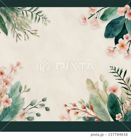 watercolor painting of leaf and flowers pattern watercolor painting of leaf and flowers pattern 137784638