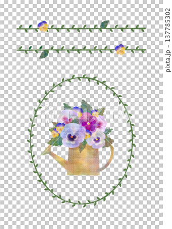 パンジーのイラストセット パンジーのイラストセット 137785302